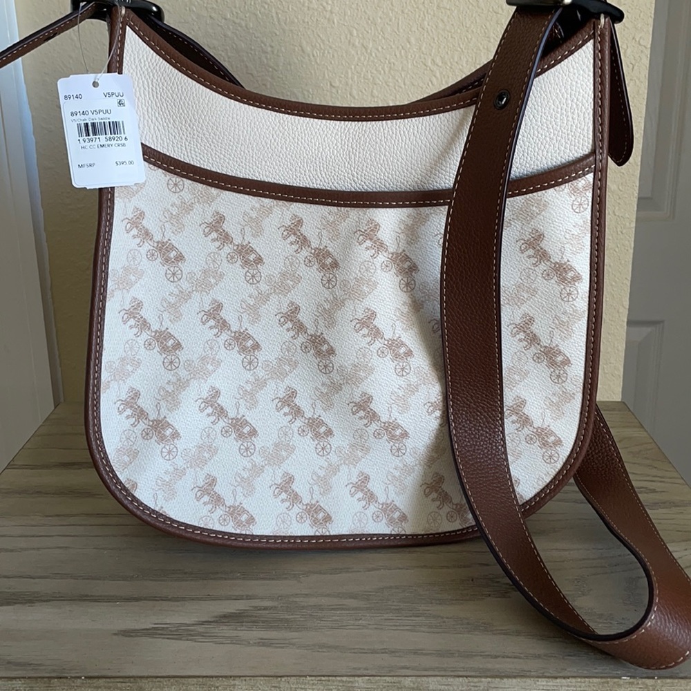 NWT coach emery crossbody with horse and carriage print
